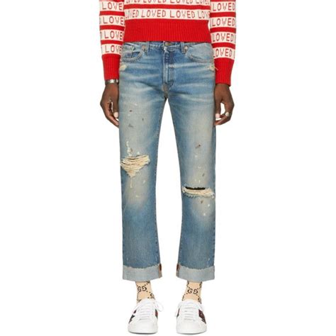 gucci destroyed and dyed jeans|Gucci jeans sale.